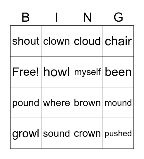 Spelling 5.1 Bingo Card