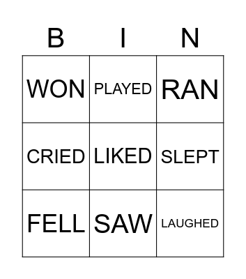 PAST VERBS Bingo Card