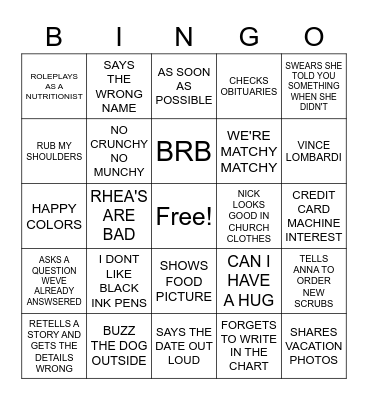 COONEY BINGO Card