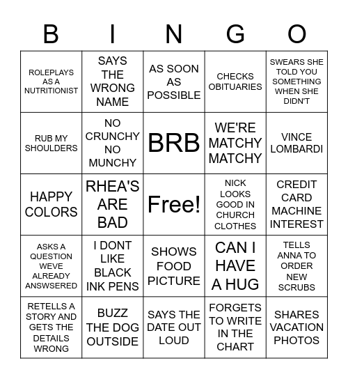 COONEY BINGO Card