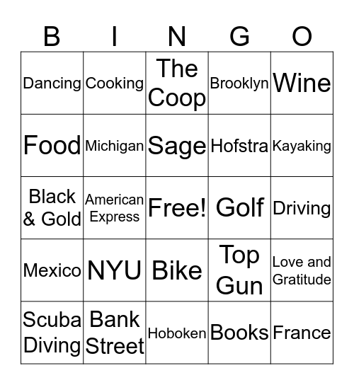 Take - OFF  Bingo Card