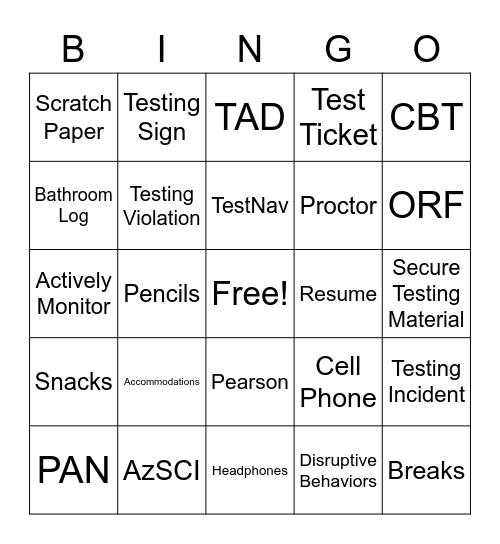 AASA Bingo Card