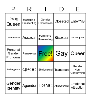 Pride Bingo Card