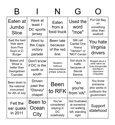 DMV Bingo Card