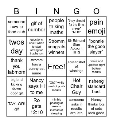 Food Club Bingo Card