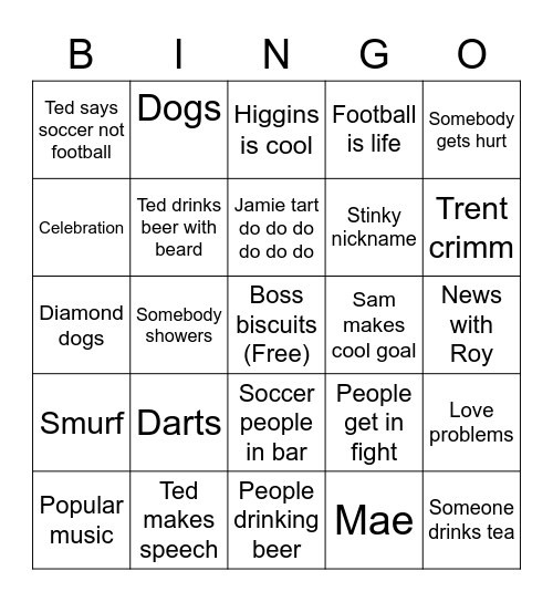 Ted Lasso Bingo Card