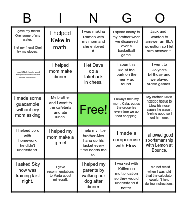 KPI INTERMEDIATE GRADES - RELATIONSHIP BINGO Card