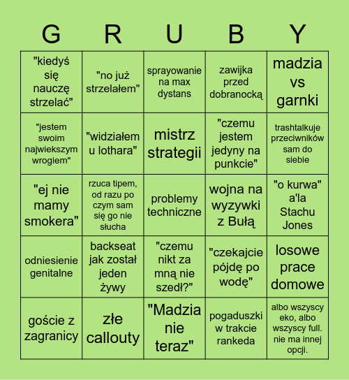 Gruby Valorant Bingo Card