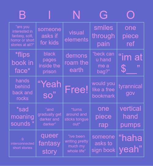 IndigoBindigo Bingo Card