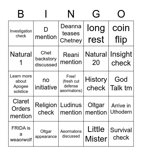 What if we were two aeormatons and we entered a dream together? [3.53] Bingo Card