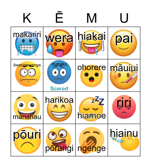 Kare-ā-roto Bingo Card