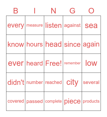 400s Bingo Card