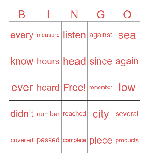 400s Bingo Card