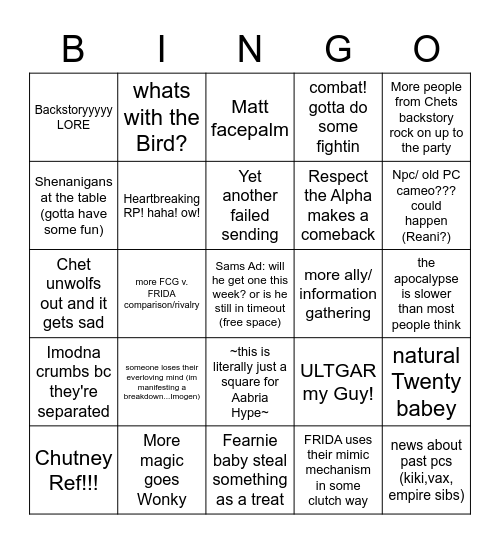 c3e53: I See a Bad Moon Rising Bingo Card