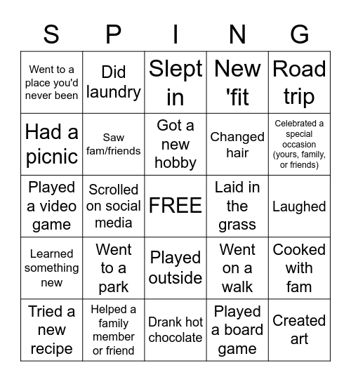 Welcome Back! Find someone who... Bingo Card