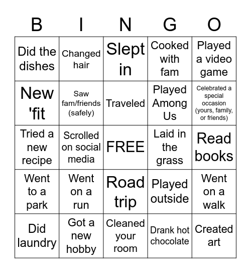 Welcome Back! Find someone who... Bingo Card