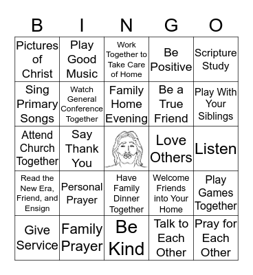 Christ Centered Home Bingo Card