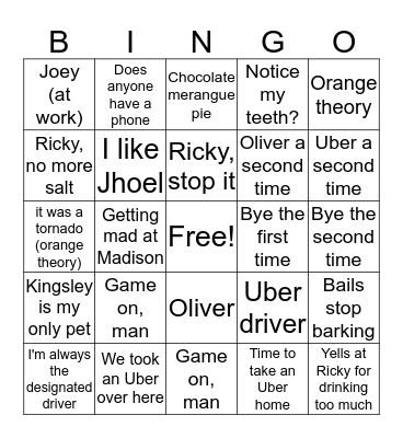 Denise Bingo Card