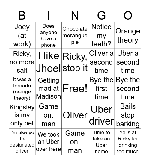 Denise Bingo Card