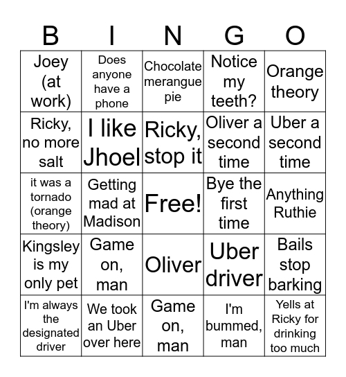 Denise Bingo Card