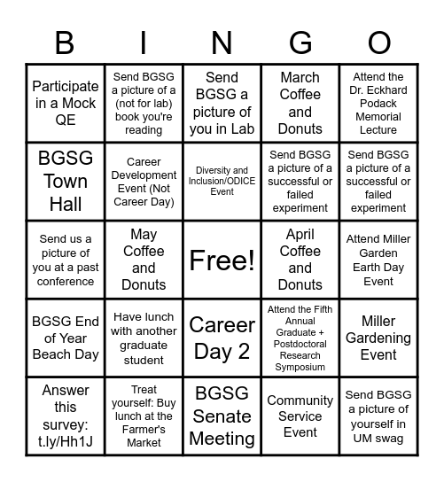 BGSG Bingo: bgsg@med.miami.edu Bingo Card