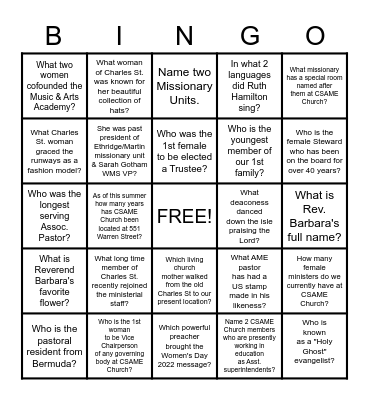 Charles St. Women's Day Bingo Card