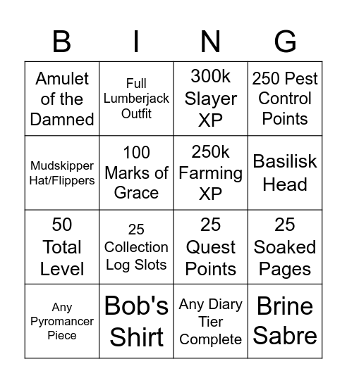 Sapphire/Emerald Bingo Card