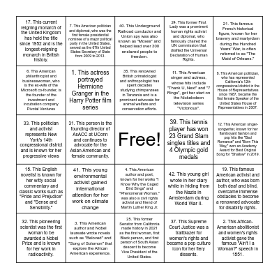 Famous Women Bingo Card