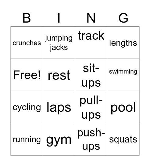 Unit 5 - Back on Track Bingo Card