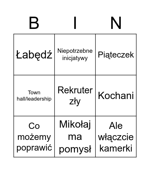 Meeting Bingo Card