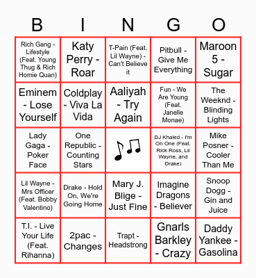 MUSICAL BINGO Card