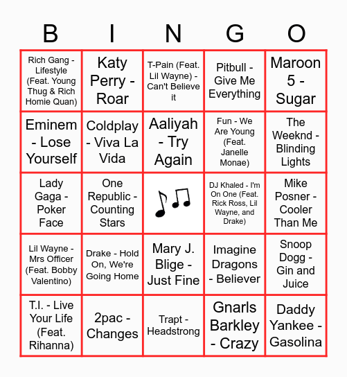 MUSICAL BINGO Card