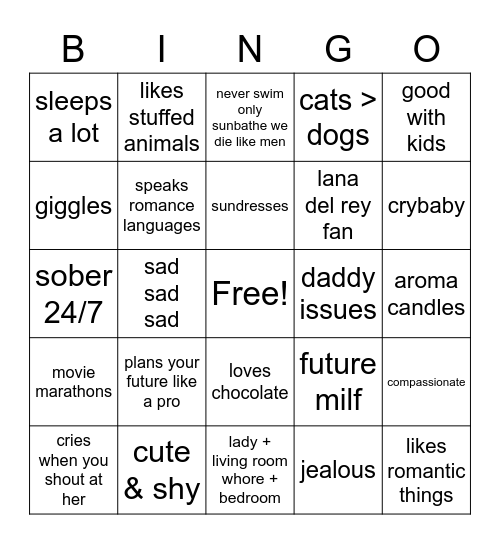 Gf Bingo Card