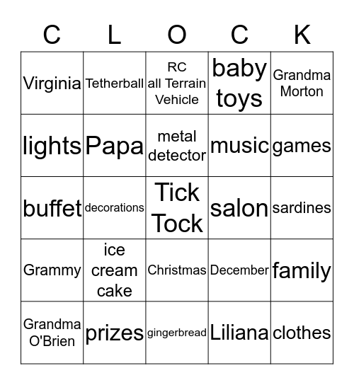 Tick-Tock Time Bingo Card