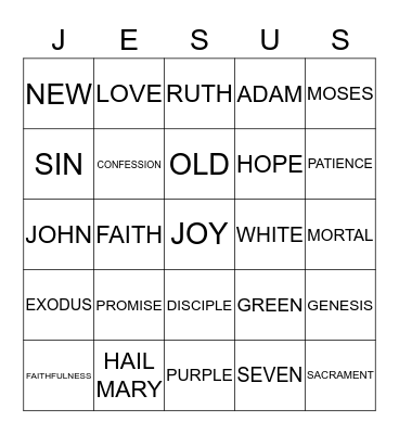 GOD Bingo Card