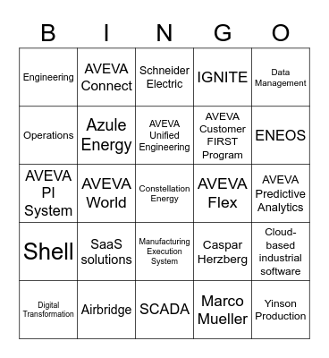 AVEVA Bingo Card