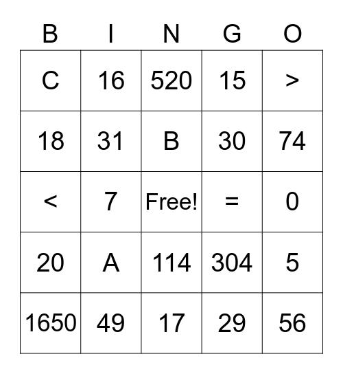 Topic 13 Review Bingo Card
