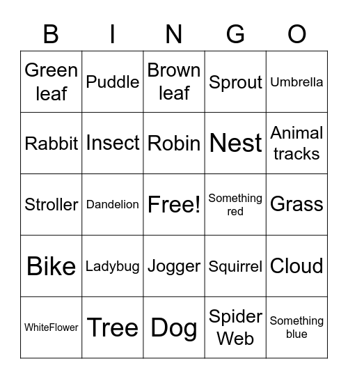 Spring Bingo Card