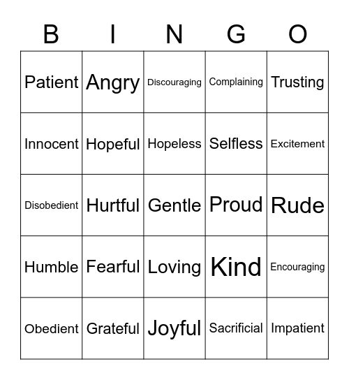 Attitudes - Youth 2023 Bingo Card