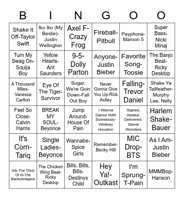 Music Bingo Card