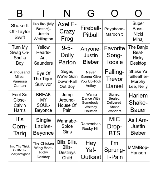 Music Bingo Card
