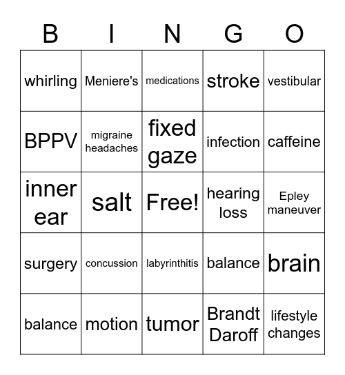 VERTIGO BINGO! Bingo Card