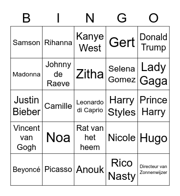 Bekende mensen Bingo Card