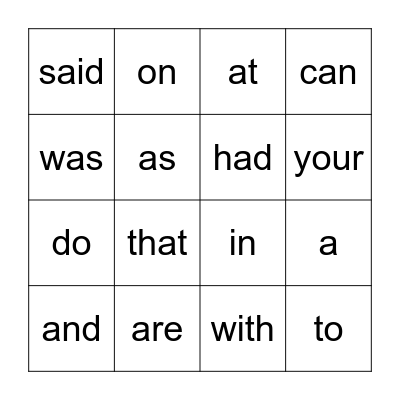 1st Grade Heart Words Bingo Card