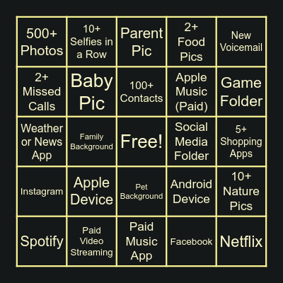 What's On Your Phone Bingo??? Bingo Card