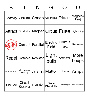 Forces of Nature Bingo Card