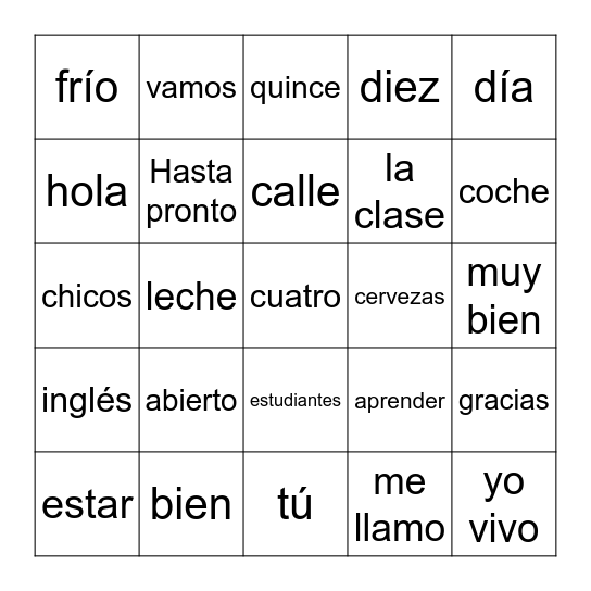 Microsoft Word  Bingo Card