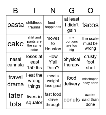 Ultimate My 600-lb Life Bingo Card