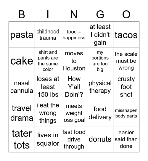 Ultimate My 600-lb Life Bingo Card