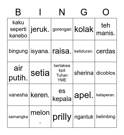 Jisoo Bingo Card